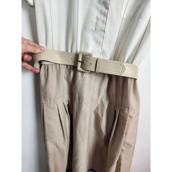 Vtg. ILSE M. Women's Sz. S 80's Short Sleeve Belted Midi A Line Dress - Picture 5 of 9